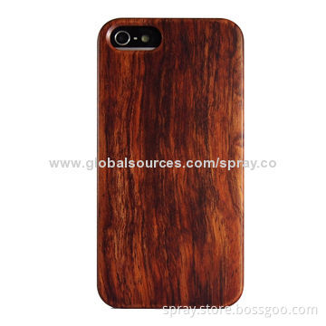 High-quality Rubber Coated Case for iPhone 5 PC with Genuine Handmade Wood, Luxury and Classic